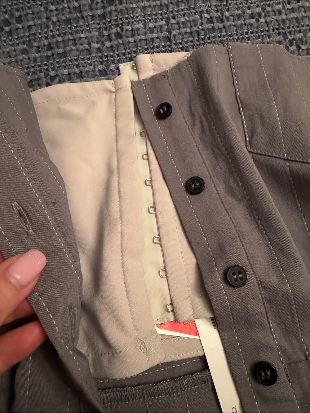 Zara Grey and Black Pinstripe Corset Top with Belt - Picture 8 of 10